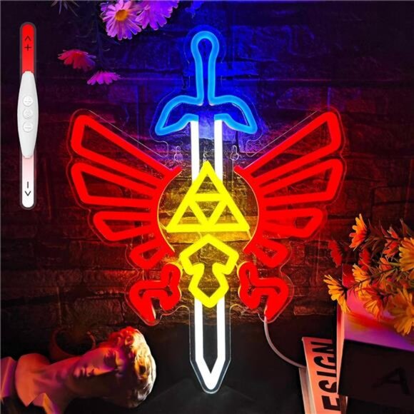 Zelda LED Neon Light Master Sword Game Sign Room Nintendo Classic Retro NES NEW - Picture 1 of 8